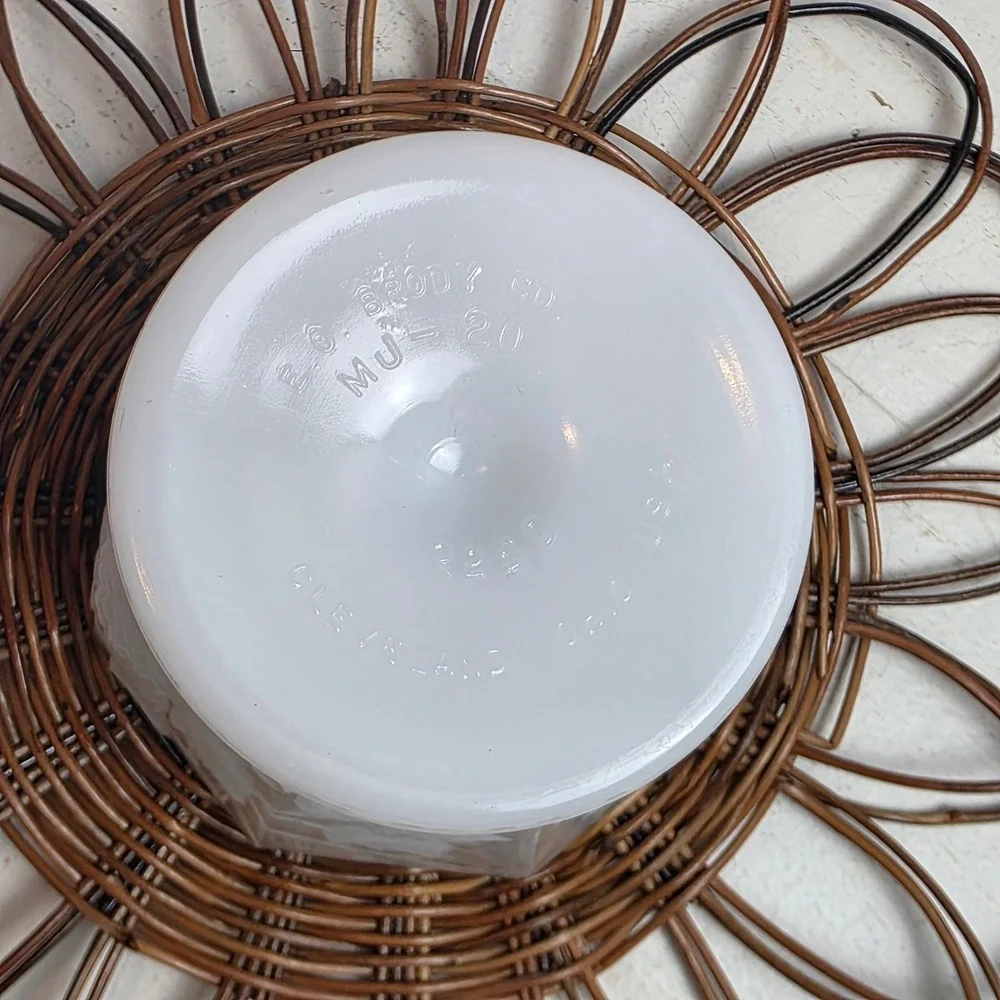 Vintage E.O. Brody Co White Milk‎ Glass Foot Planter Grape & Leaf Scalloped Rim